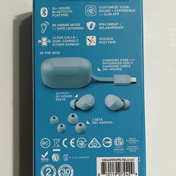 JLab Go Air Pop True Wireless Bluetooth Earbuds - Light Blue - Picture 6 of 10